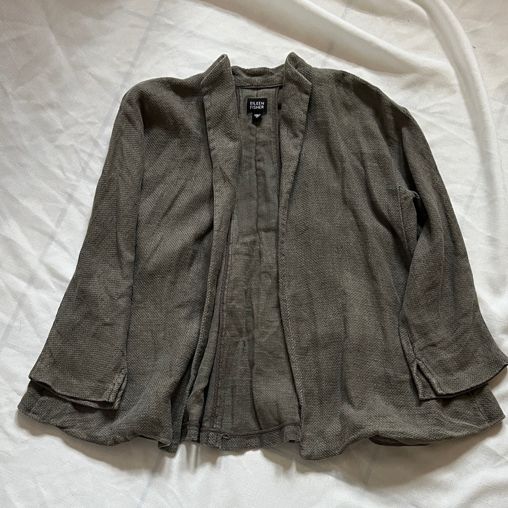 Eileen Fisher Stylish Gray Open-Front Jacket